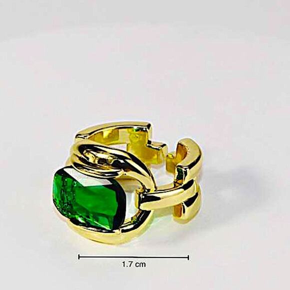 Gold 18k plated emerald green adjustable resizable ring - Picture 16 of 16
